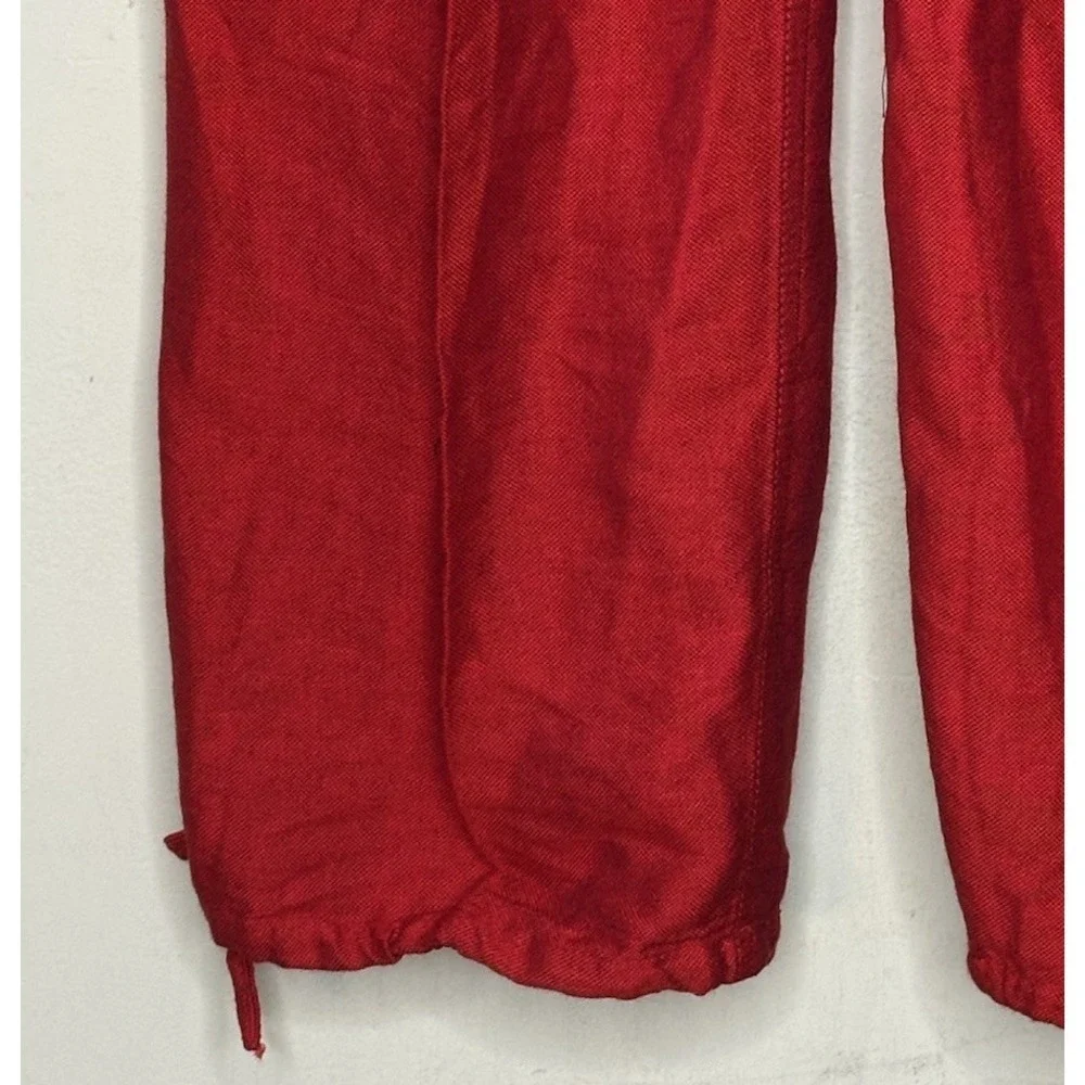 Red Cargo Pants Small Red Cotton Parachute Jogger Drawstring Hem Peru Casual